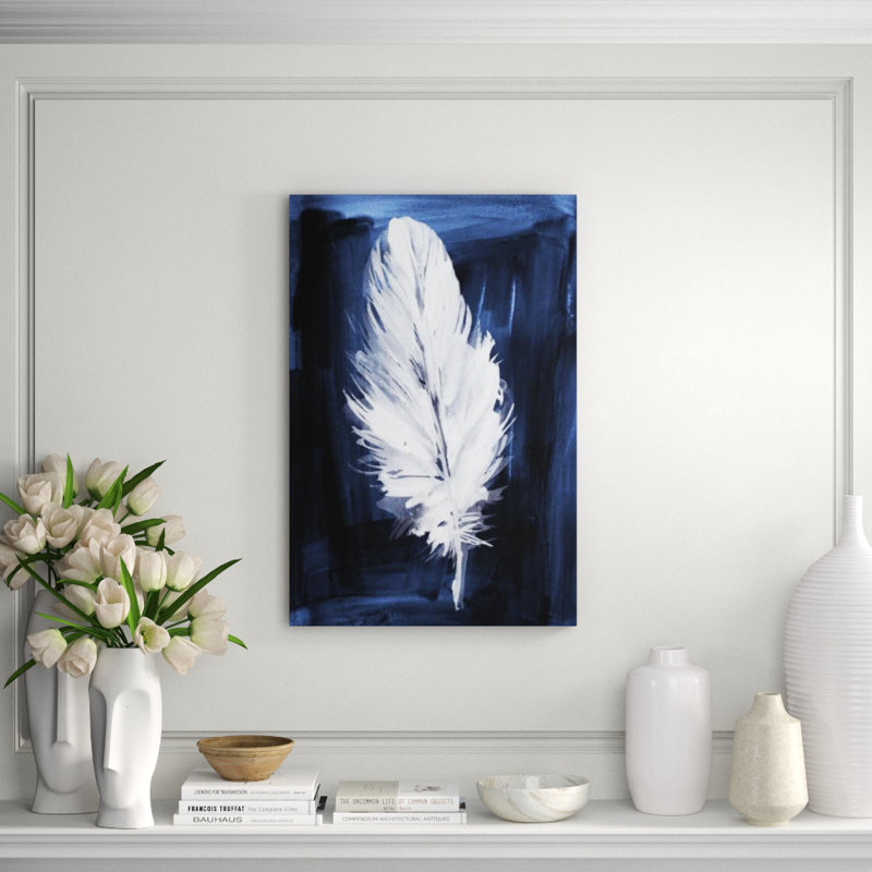 Indigo Feathers III Painting by Barclay Butera, 60" H x 40" W, Outdoor