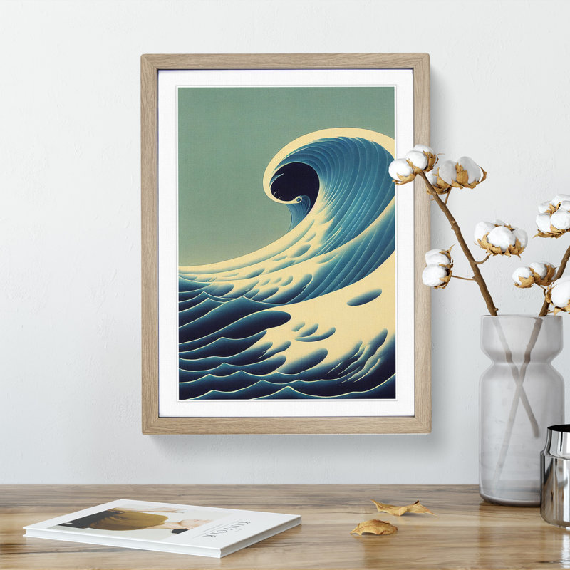 Curl Of The Ocean Wave - Single Picture Frame Print, 64cm H x 46cm W x 2cm D, Oak Framed