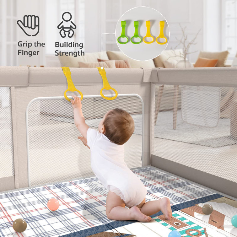 Pkinoicy Parc pour bébé avec tapis, 47 x 47 pouces pour bébés et tout-petits  pour appartement, cour pour bébés et Commentaires - Wayfair Canada