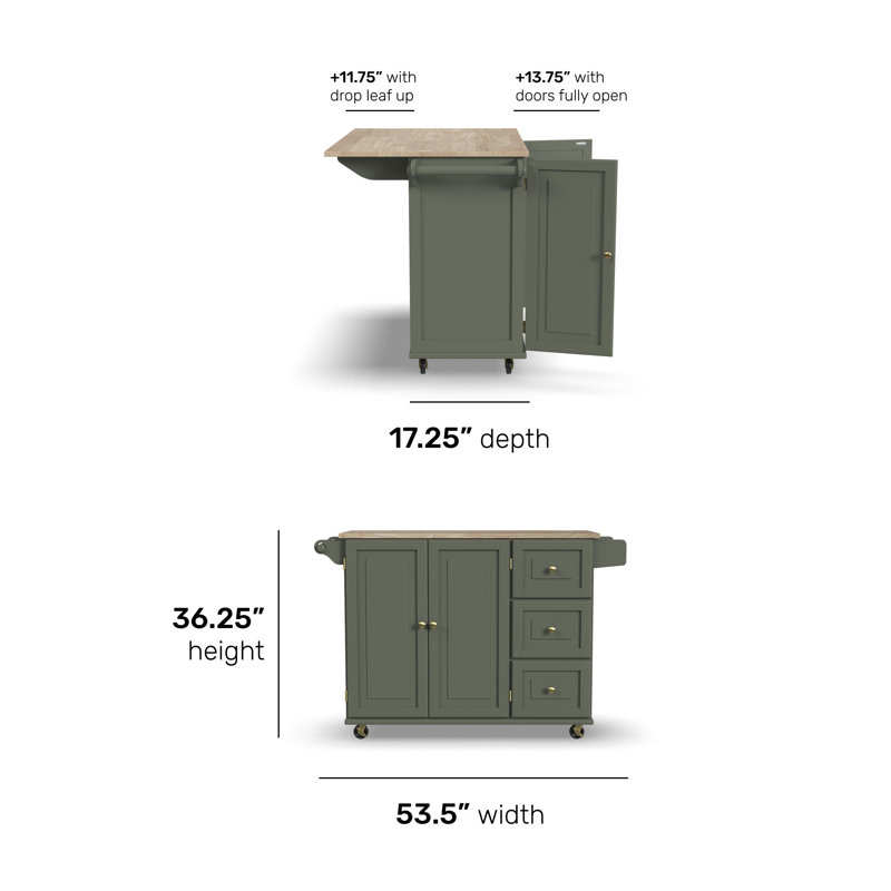 Arlonda Solid Wood Top Kitchen Cart