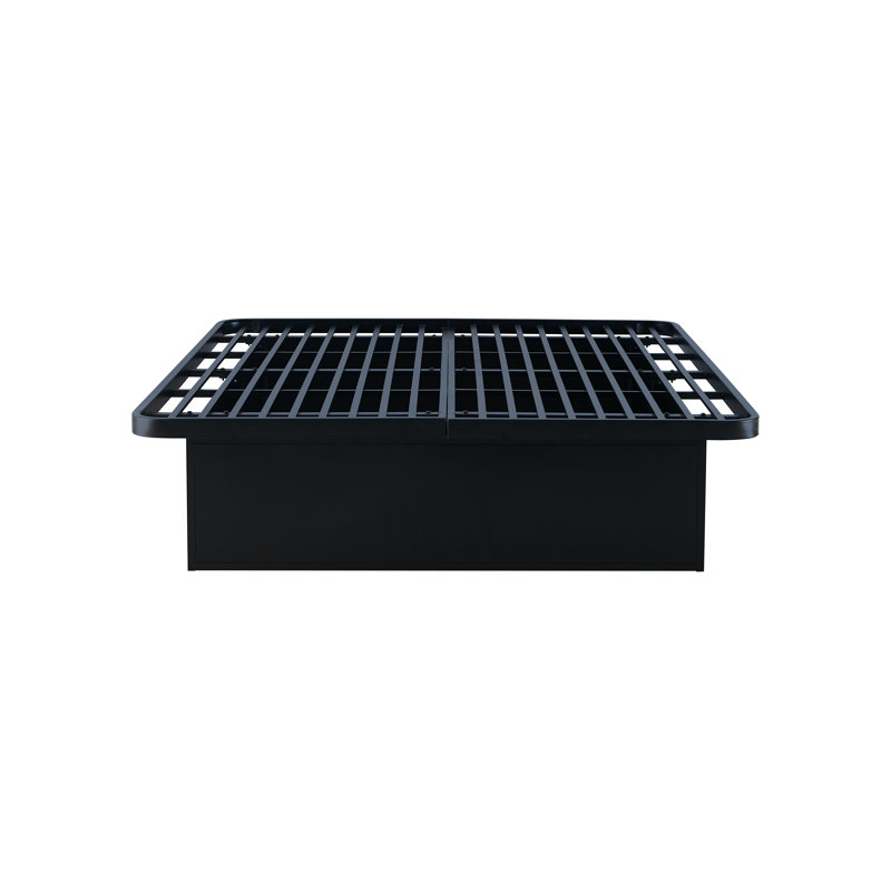 16" Premium Heavy Metal Platform Bed Frame with Metal Supports for Maximum Durability in Black, Full