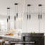Luminaire suspendu moderne à DEL à intensité variable pour îlot de cuisine, idéal pour le salon, la chambre à coucher, le lavabo, une lampe suspendue à économie d'énergie en cristal à DEL de 12 W pour un éclairage confortable (2 lumières noires)
