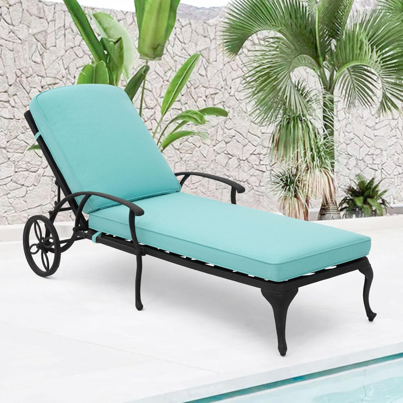 Chaise longue inclinable 45 po avec coussins Sedalia, Sarcelle