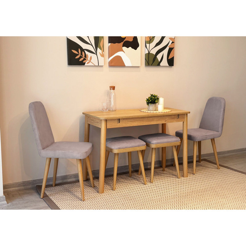 Ensemble de table et chaises de salle à manger extensible D urguard (5 pièces), Gris
