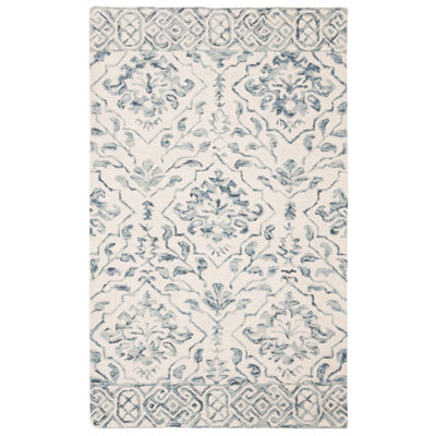 Tapis floral en laine touffeté à la main Pimentel