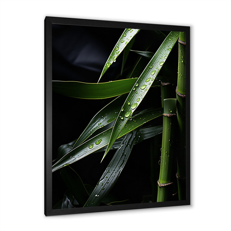 Ingileif " Bamboo Green And Black ", Black Picture Framed, 20" H x 12" W x 1" D