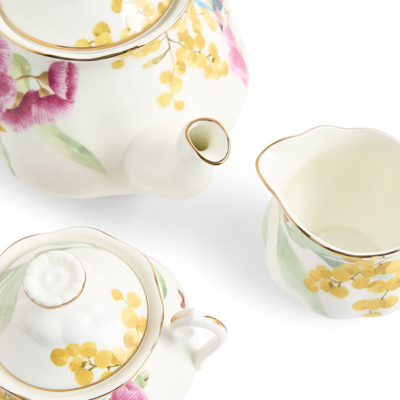 Royal Albert Miranda Kerr Australiana Teapot, Sugar, & Creamer Set