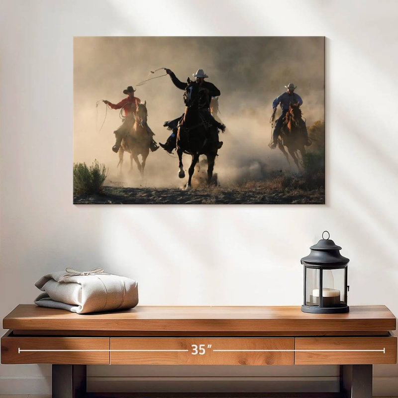 Lelar Cowboys en action, H 16 po x l 24 po