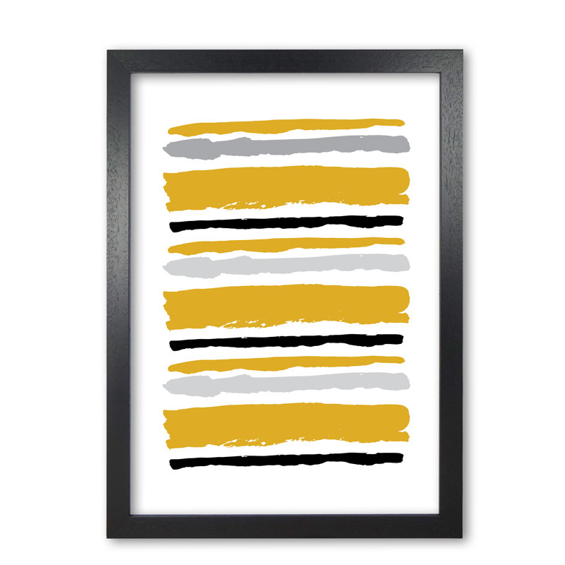 Mustard Contrast Abstract Stripes - Print, Black Grain Frame, 85 cm H x 60 cm W x 5 cm D