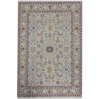 Tapis crème et crème noué à la main de haute qualité