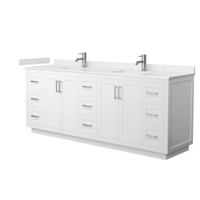 Miranda 84" Freestanding Double Bathroom Vanity with Cultured Marble Top