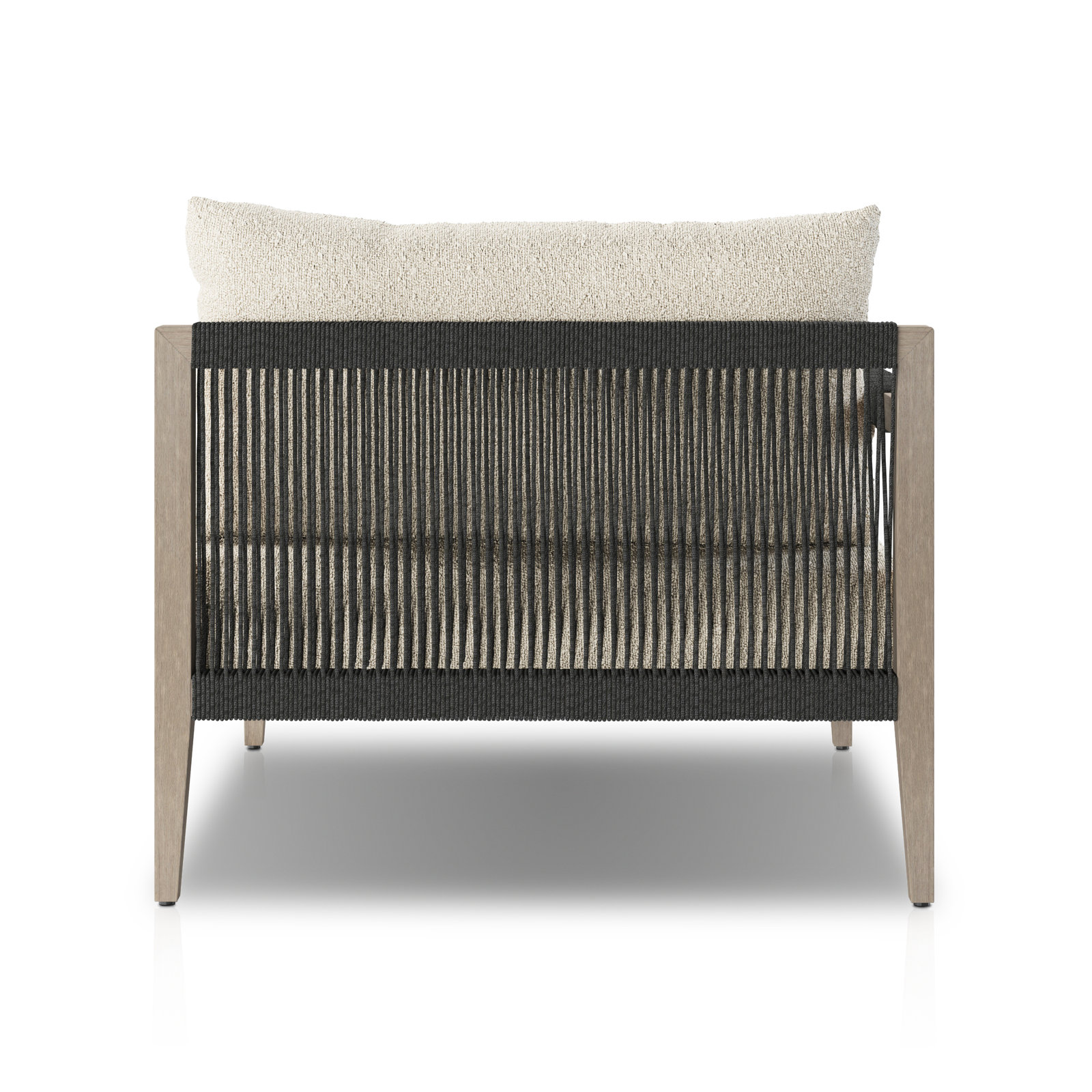 Kristine 33'' Outdoor Teak Chaise Lounge, Fiqa Cream Boucle, Weathered Gray/Dark Gray