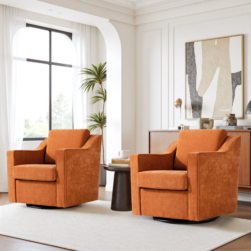 Upholstered Swivel Armchair, Orange