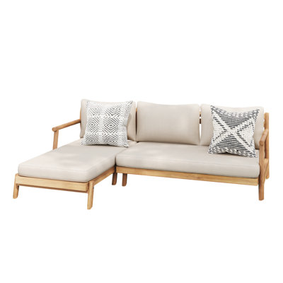 Henry Outdoor Acacia Wood Sectional With Cushions by George Oliver