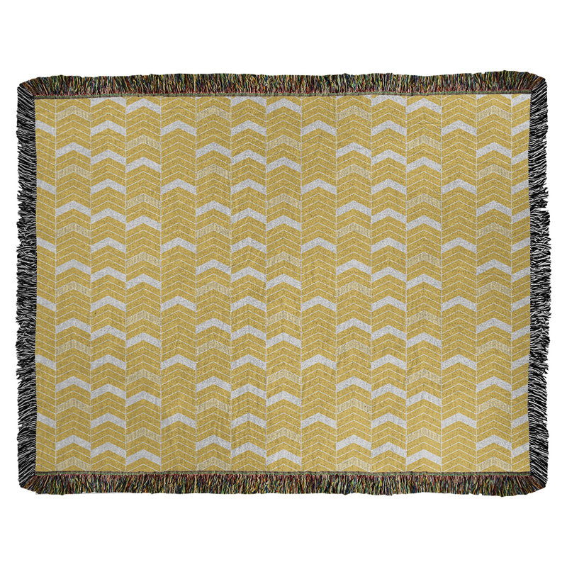 Couverture en coton tissé Rhonda, l 50 po x L 60 po, Jaune