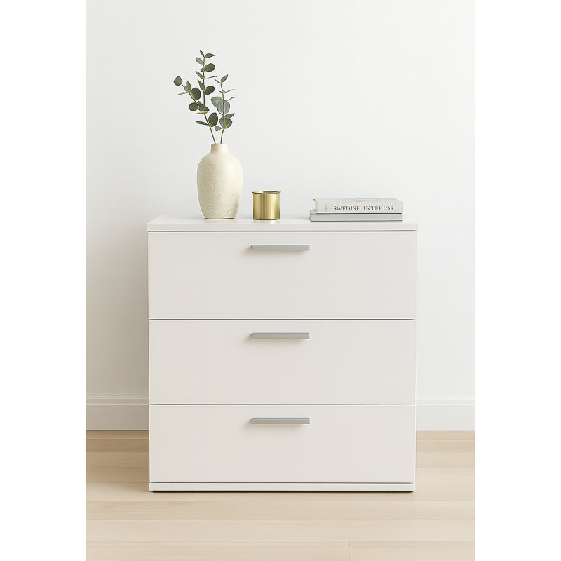 Commode modulaire à trois tiroirs Morgan, Blanc