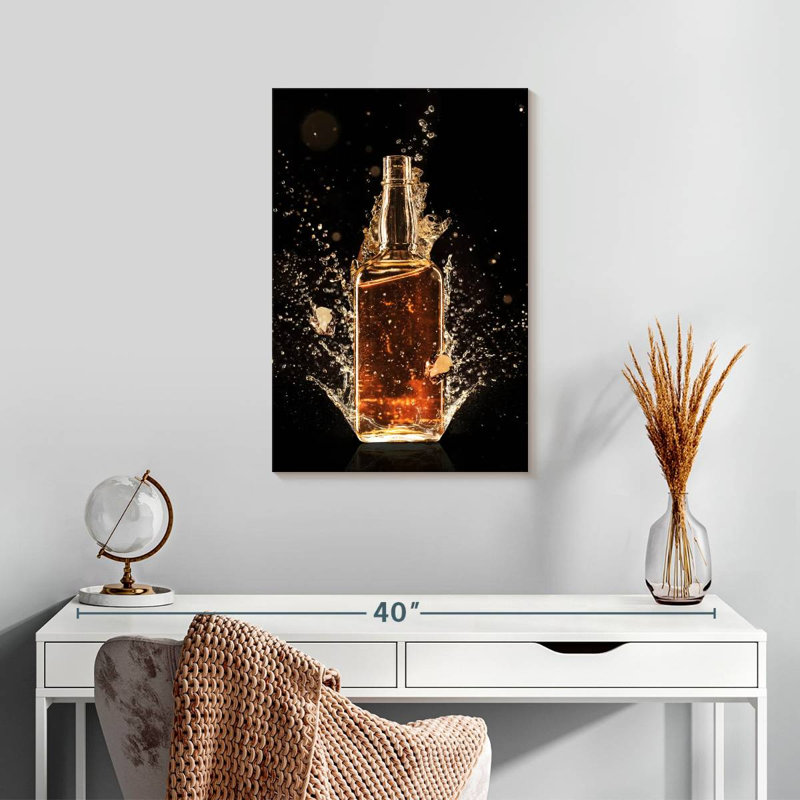 Yarlin Whiskey Bottle Splash, 24" H x 16" W