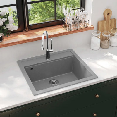 Belfry Kitchen Lenora 510mm W Single Bowl Stone Kitchen Sink