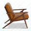 Chaise d'appoint Mid-Century moderne en cuir brun