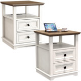 Deiren 2-Drawer Manufactured Wood Nightstands with Storage and Built-in Outlets