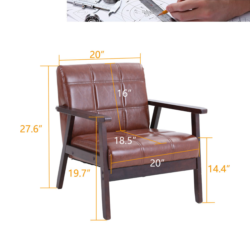 Fauteuil capitonné de 22 po de largeur, Simili cuir rouge
