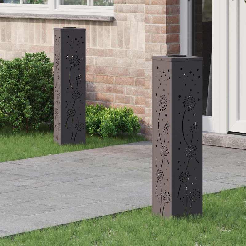 Solar Powered Steel Pathway Light, Black, 80cm H x 18cm W x 18cm D