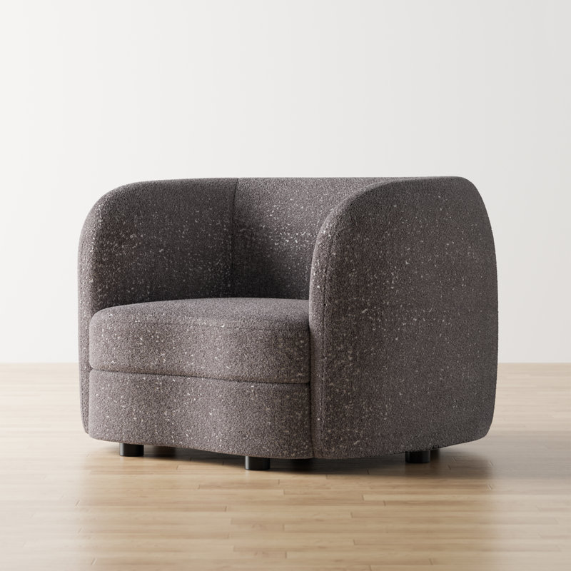 Celal Upholstered Barrel Chair, Charcoal Gray 100% Polyester