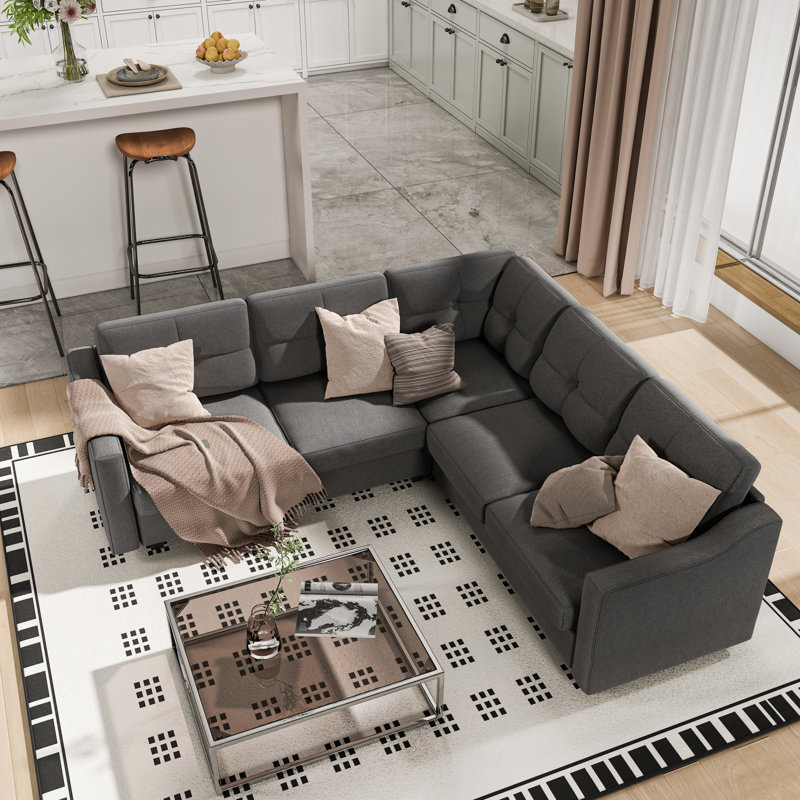 Canapé modulaire convertible, canapé en L à 5 places pour le salon, petit appartement, canapé modulaire réversible