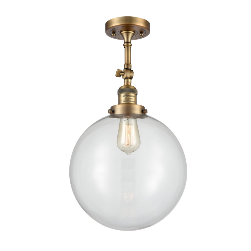 Plafonnier semi-encastré 1 lumière 12 "ciacchi, Transparent, Ampoule non incluse, Laiton brossé