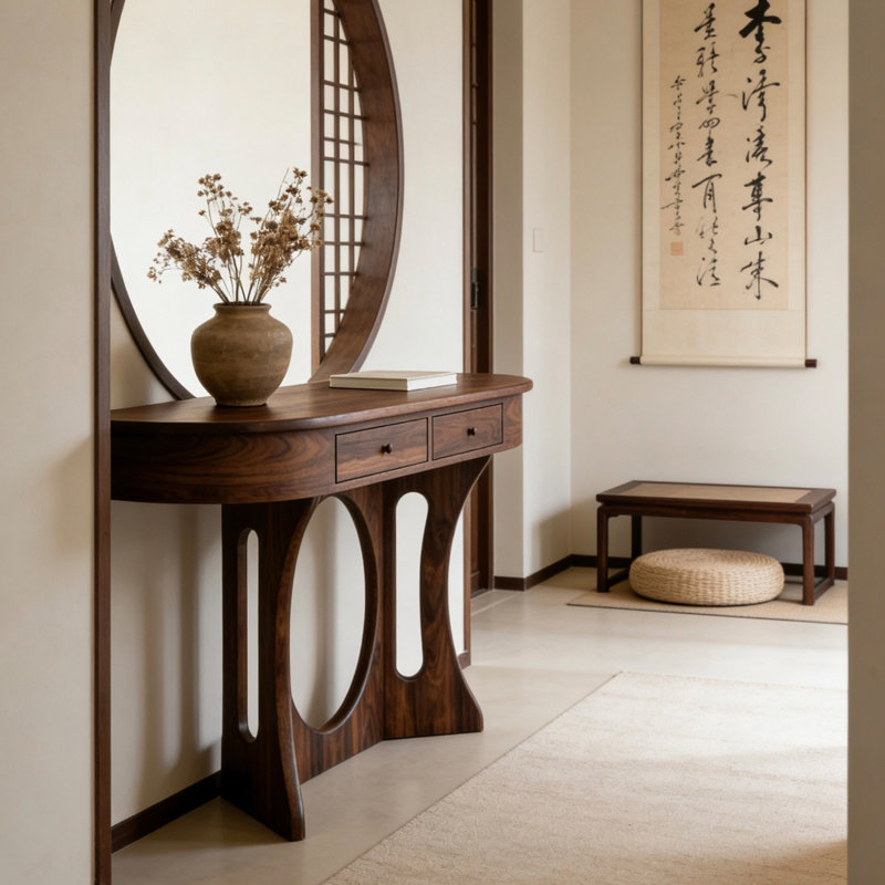 Console en bois de style antique, 35.4" H x 47.2" W x 15.7" D