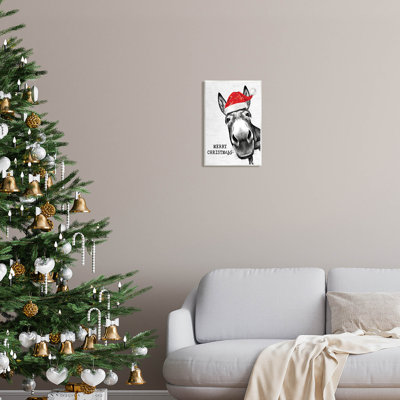 «Merry Christmass Funny Donkey» par Lettré et doublé - impression sans cadre sur panneau de fibres à densité moyenne