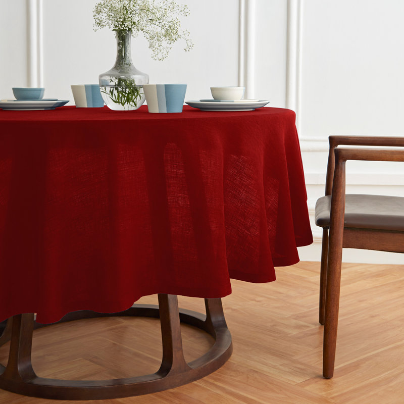Sonoma - 100% Pure Linen Round Tablecloth (Prewashed), 60" Round, Red