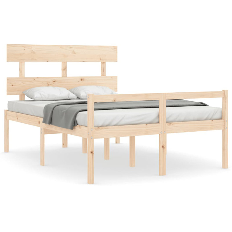 Bed Frame with Headboard, European Double (140 x 200cm), Brown