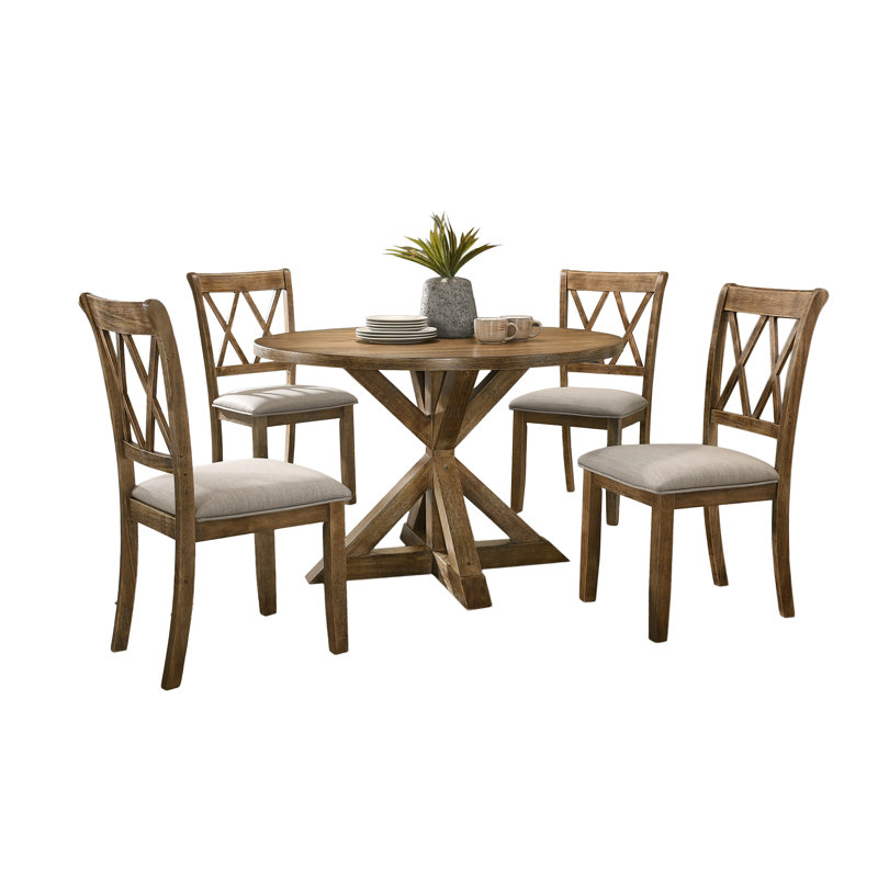 Ebbert 4 - Person Dining Set,Round Table Top,dining table set,dining room set, Oak