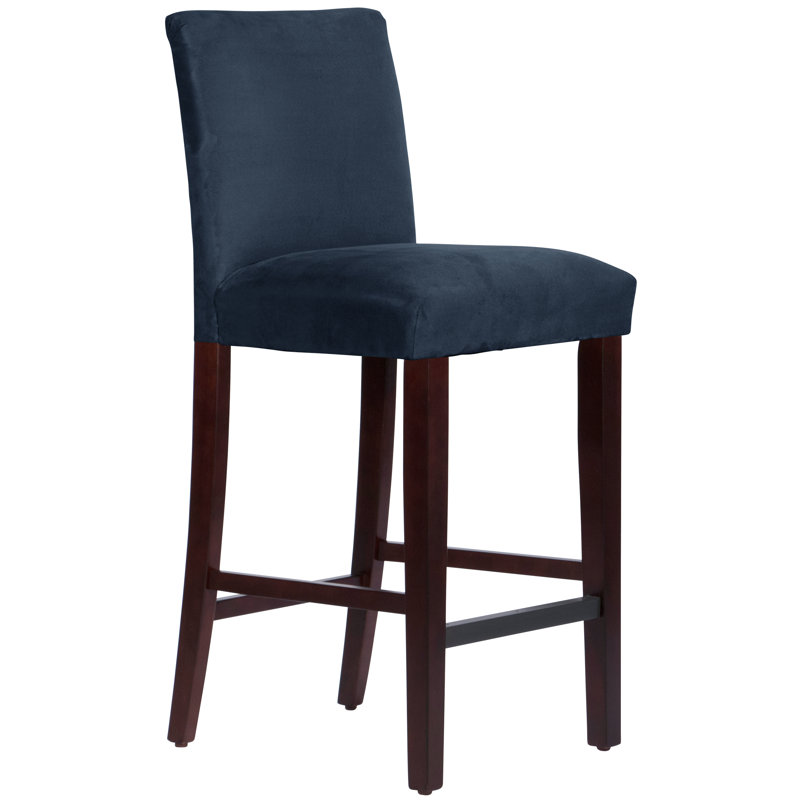 Tabouret de bar et de comptoir Sylva, Tabouret de bar (siège d'une hauteur de 31 po), Espresso, Bleu marine folâtre