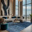 Tapis bleu lavable à la machine-541582403
