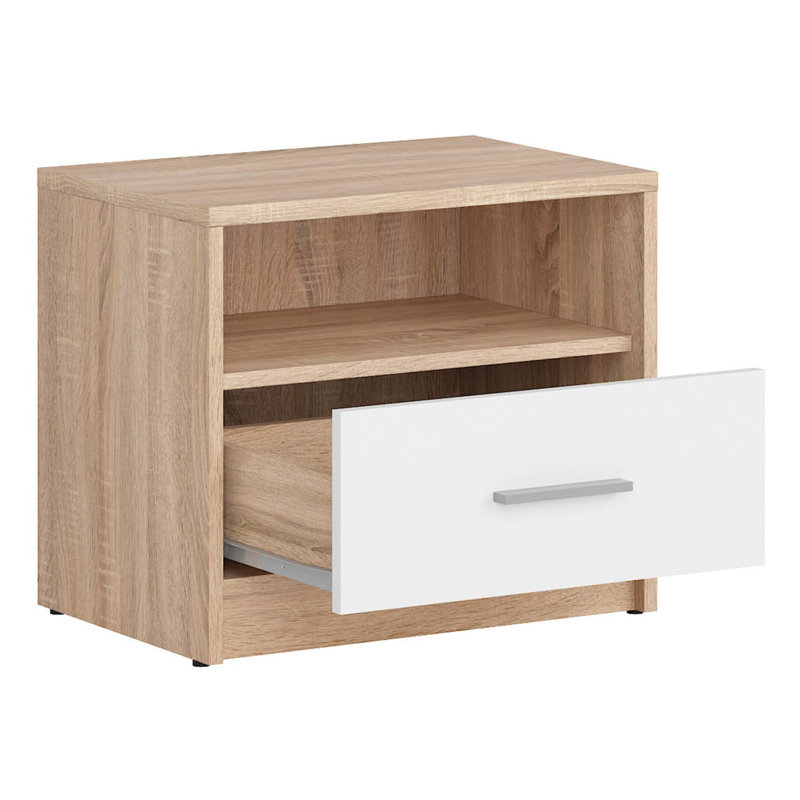 50cm W Composite Bedside Table, Oak Sonoma/White