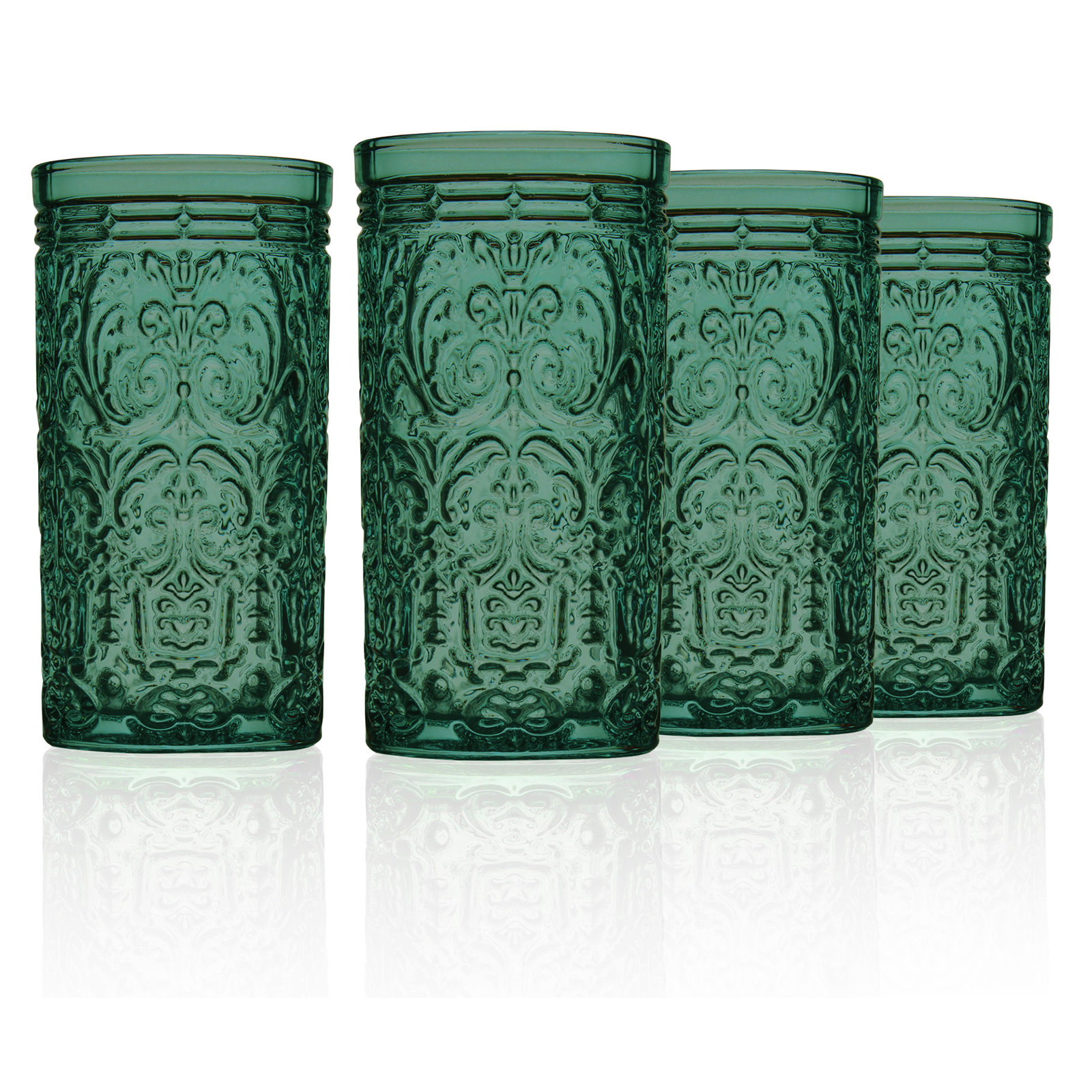 Jax Crystal Highball Glass, 4, Dark Green