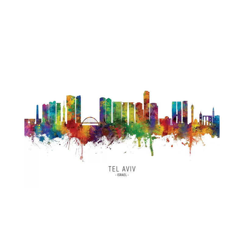 «Tel Telivra Skyline» par Michael Tompsett, impression sur toile tendue, H 26 po x l 40 po x P 1,5 po