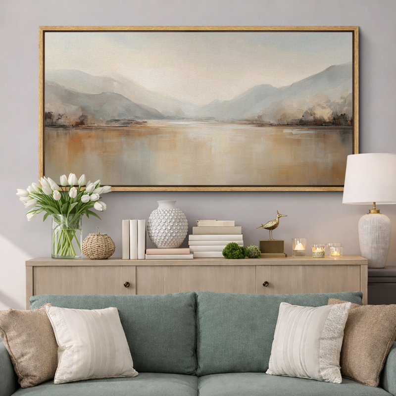 Grande impression sur toile encadrée, impression de paysage abstrait pour la décoration intérieure moderne, Naturel