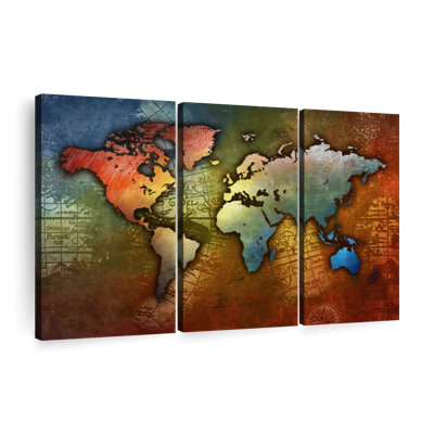 " Colorful Metal World Map " by Globetrotter Studio 3 - Pieces