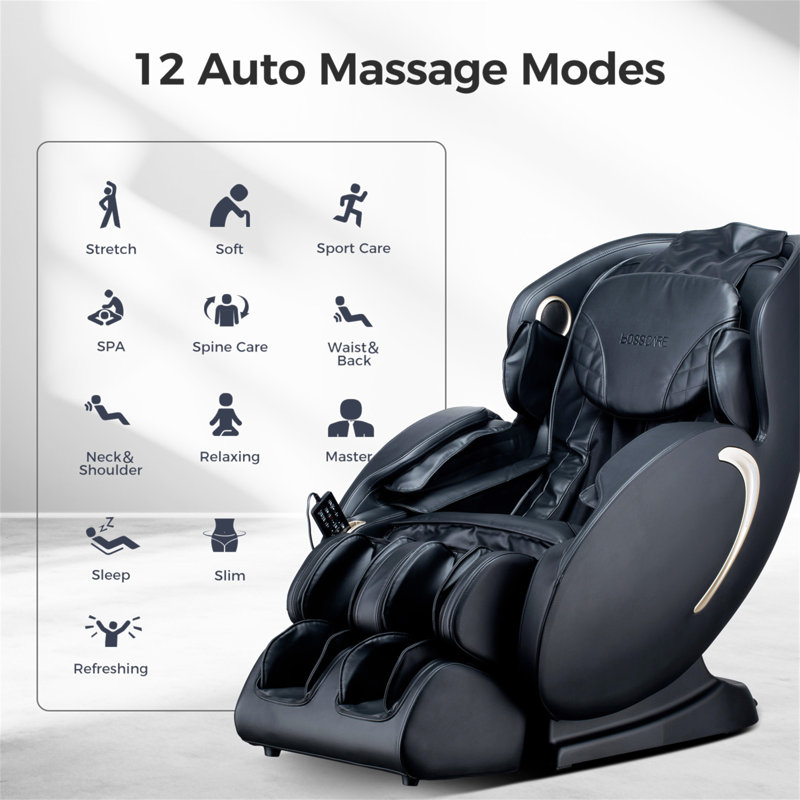 3D Zero Gravity Massage Chair,Full Body Shiatsu Recliner With APP, Black