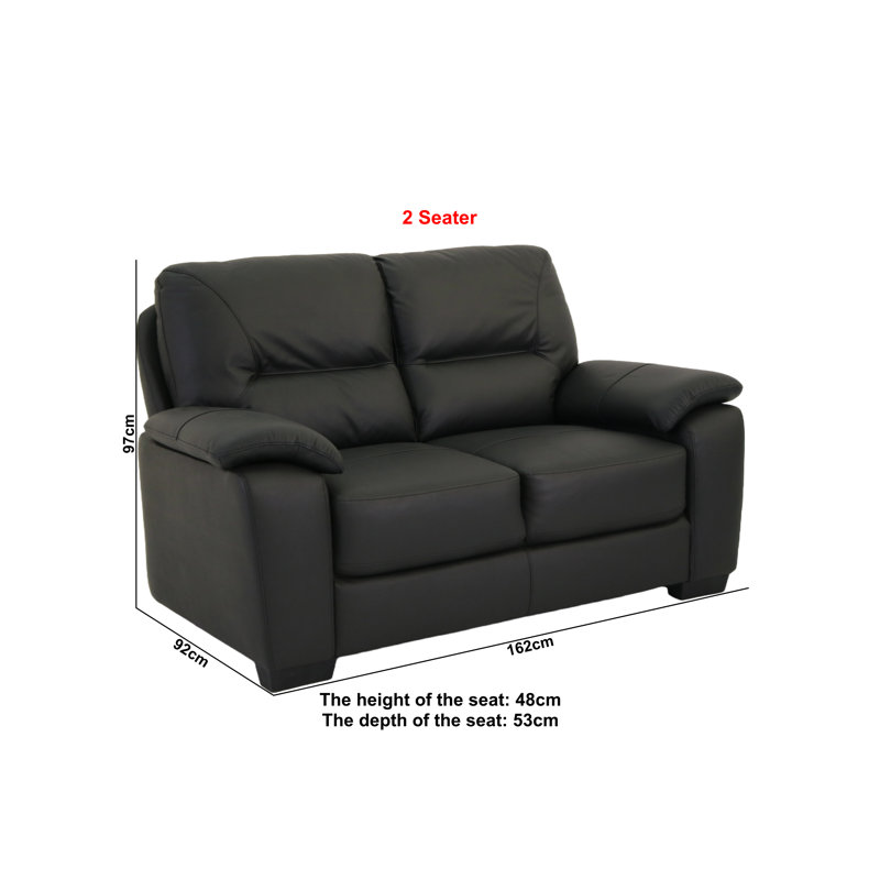 Nafissa 3+2 Sofa Set Genuine Leather, Black