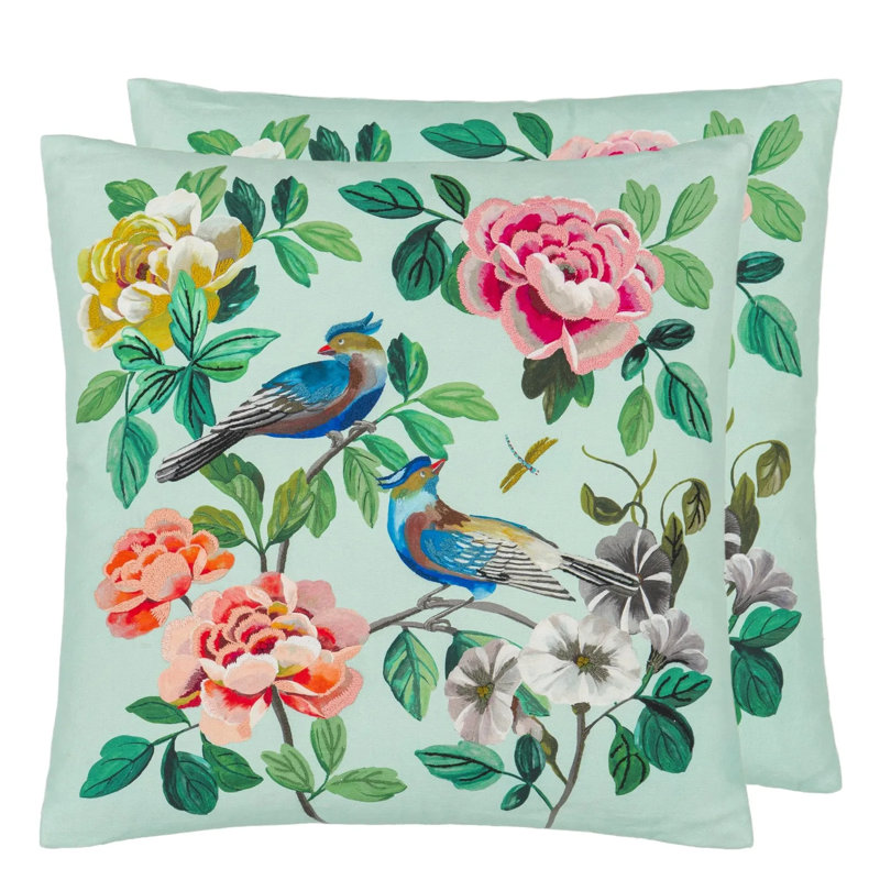 Miraflores Decorative Pillow, Duck Egg Floral