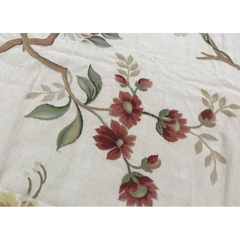 Hand-Knotted High-Quality Ivory and Ivory Area Rug