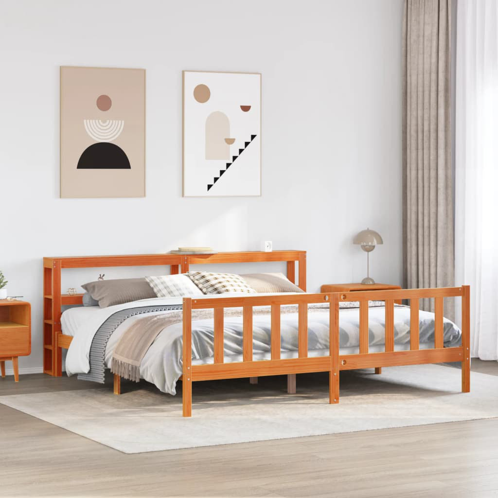 Bed Frame Without Mattress 140X200 Cm Solid Wood Pine