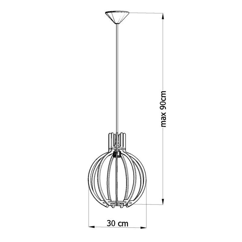 Ogle 1 - Light Black/Brown Single Pendant, 90cm H x 30cm W x 30cm D