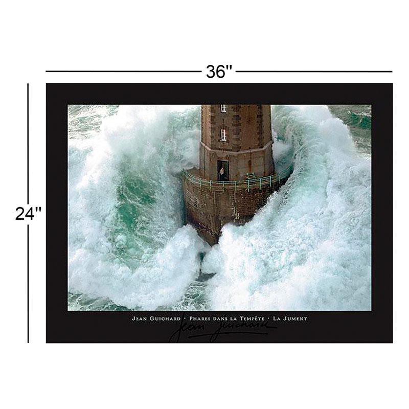 La Jument Phares Dans La Tempete par Jean Guichard - reproduction de photo sur papier sans cadre