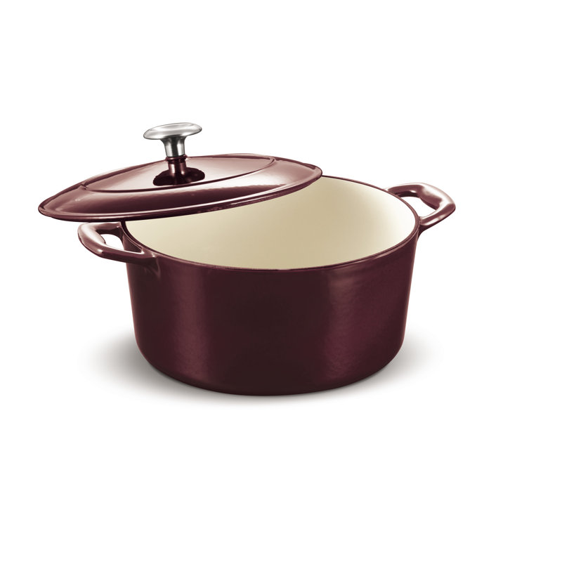 Tramontina Bestow Enameled Cast Iron Round Gourmet Dutch Oven, Majolica Red, 5.5 qt