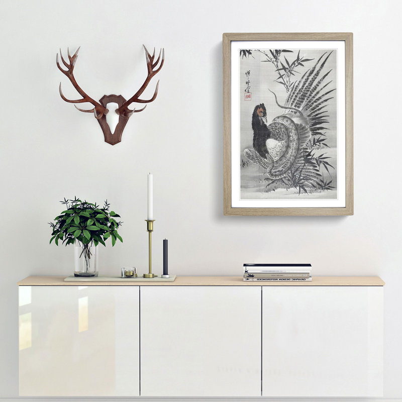 Pheasant Caught by a Snake by A Snake - Picture Frame Painting Print, 65cm H x 48cm W x 2cm D, Oak Framed